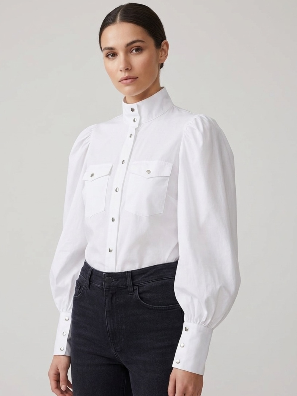 The Kooples - Puff Sleeves Button Down White Shirt - Size XS